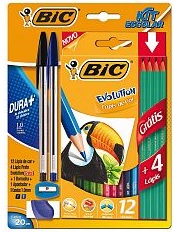 KIT ESCOLAR BIC EVOLUTION + BOLIGRAFOS + GOMA Y SACAPUNTAS (9709421)