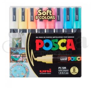 MARCADOR MITSUBISHI POSCA PC-5M PUNTA CONICA X8U.