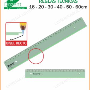 REGLA DOZENT TEC. DE 20 CM VERDE TRANSP (2611)
