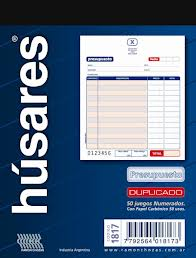 TALONARIO HUSARES 1817 PRESUPUESTO MEDIANO DUPLICADO