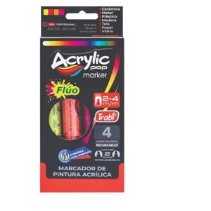 MARCADOR TRABI ACRYLIC POP 2-4 MM X 4U. FLUO (TR34089)