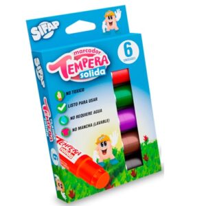 TEMPERA SIFAP SOLIDA X6 COLORES SURTIDOS (TEMPSOLCLAS)