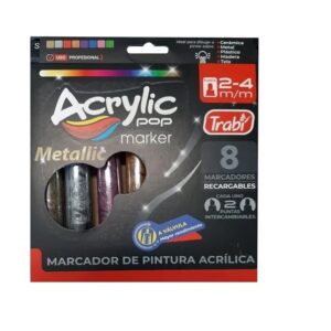 MARCADOR TRABI ACRYLIC POP 2-4 MM X 8U. METALIZADO (TR34091)