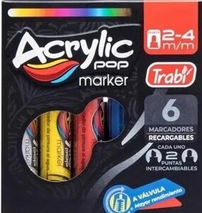 MARCADOR TRABI ACRYLIC POP 2-4MM PASTEL X6U (TR34088)