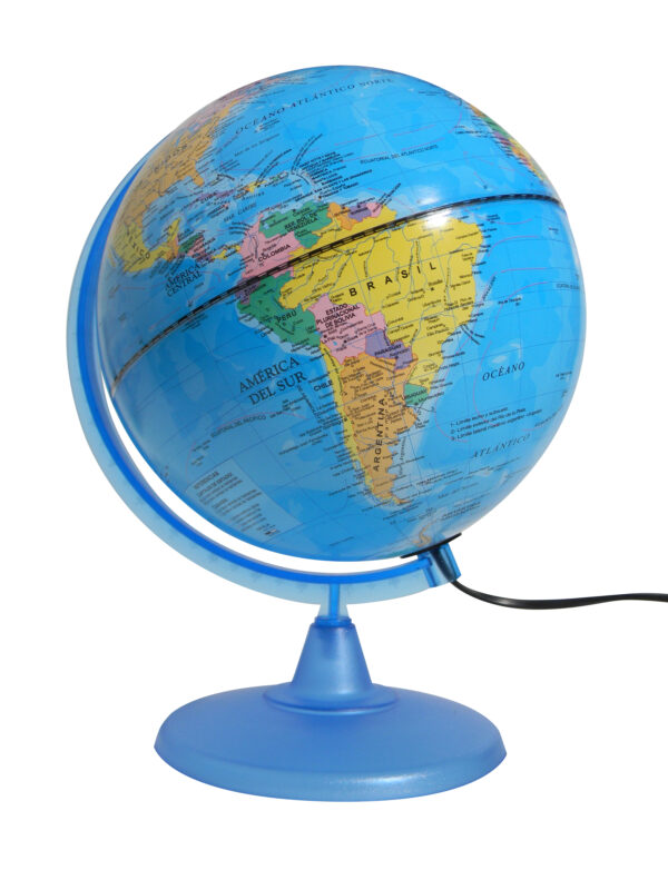 GLOBO TERRAQUEO 20CM / BASE DE PLASTICO CON LUZ (207LW)