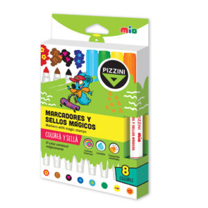 MARCADOR ESCOLAR PIZZINI X8U. C/SELLOS  MAGICOS (8100SMX8)