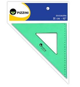 ESCUADRA PIZZINI ESTUDIO VERDE TRANSPARENTE 35CM X 45° (373235x45)