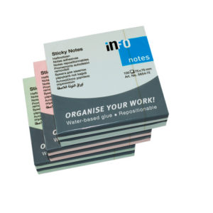 NOTAS ADHESIVAS INFO 75X75X 100HJS PASTEL (440-0221)