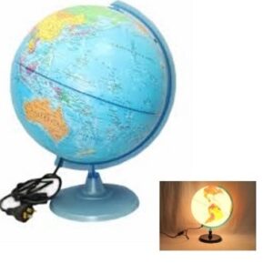 GLOBO TERRAQUEO 25CM / BASE DE PLASTICO CON LUZ (257LW)