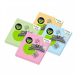 NOTAS ADHESIVAS PIZZINI 75X75 X 80HJS PASTEL V/COLORES (NA757580P-)