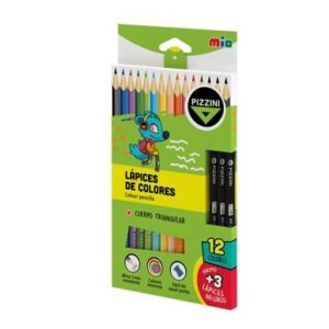 LAPIZ COLOR PIZZINI TRIANGULAR X12U. + 3 NEGROS (LML27123)