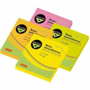 NOTAS ADHESIVAS PIZZINI 75X75 X 80HJS. FLUO V/COLORES (NA757580F-)