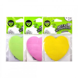 NOTAS ADHESIVAS PIZZINI CORAZON 70X70. PASTEL X 50 HJS. V/COLORES (NACORAZX1P-)