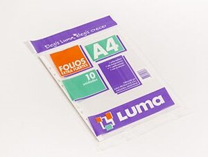 FOLIO LUMA A4 EXTRA FUERTE PP X 10U. (31-80)
70 MIC