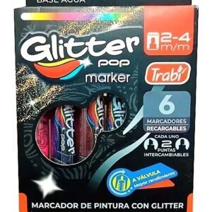 MARCADOR TRABI POP A VALVULA GLITTER X6. (34090)