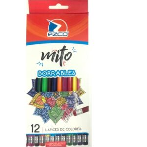 LAPIZ COLOR EZCO MITO X12U. LARGO HEXAGONAL BORRABLES (172204)