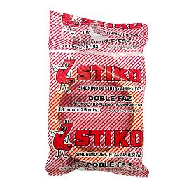 CINTA STIKO DOBLE FAZ TRANSPARENTE 18MM X 25M