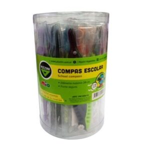 COMPAS PIZZINI ESCOLAR PLASTICO MIO EN POTE X 18U. (PK120X18)