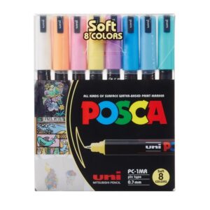 MARCADOR MITSUBISHI POSCA PC-1MR PASTEL PUNTA CONICA X8U.