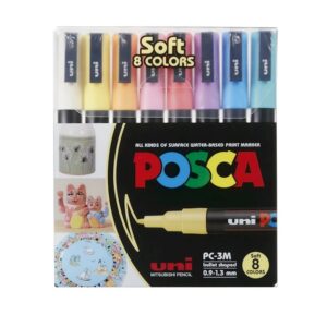 MARCADOR MITSUBISHI POSCA PC-3M PASTEL PUNTA CONICA X8U.