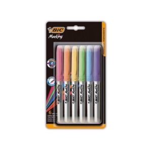 MARCADOR BIC GRIP MARKING PERMANENTE  BLISTER X6U. COLORES PASTEL (911816)