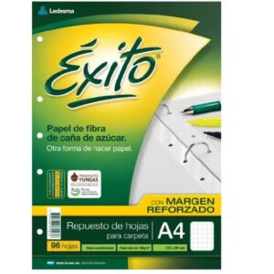 REPUESTO EXITO C/MARGEN REFORZADO A4 X 96H CUADRICULADO (100887)