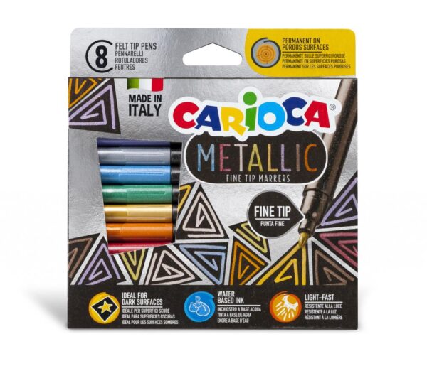 MARCADOR CARIOCA METALIZADO PUNTA FINA X 8U. (43162)