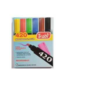 MARCADOR TRABI 420 AL AGUA V/COLORES X6U. RECARGABLES (TR5809)