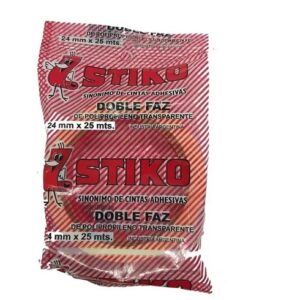 CINTA STIKO DOBLE FAZ TRANSPARENTE 24MM X 25M