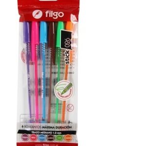 BOLIGRAFO FILGO STICK 026 COLORS X 6 COLORES SURTIDOS (SK10-F6-BRI)