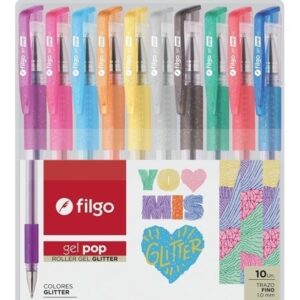 BOLIGRAFO FILGO ROLLER GEL POP GLITTER ESTUCHE X10U (GP10-E10-GLI)