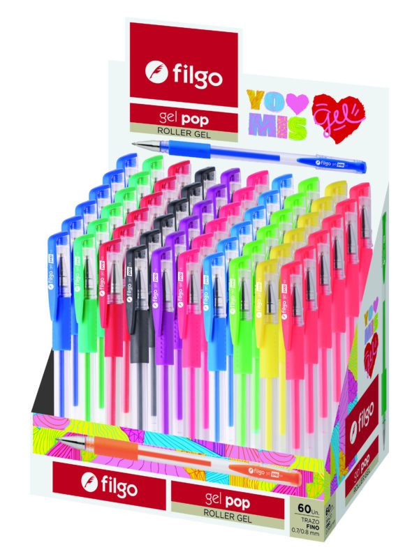 BOLIGRAFO FILGO ROLLER GEL POP GLITTER DISPLAY X60U. (GP10-D60-GLI)