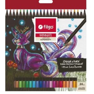 LAPIZ FILGO COLORES MADERA BLACK AND WITHE ESTUCHE X 24U. (PN501-E24-SUR)