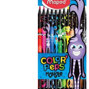 LAPIZ MAPED DE COLOR PEPS DECORADOS MONSTER X12 (862612)