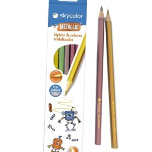 LAPICES DE COLORES SKYCOLOR METALIZADOS X6U LARGOS (JJ10136M-6)