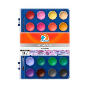 ACUARELA EZCO X 24 COLORES ESTUCHE + PINCEL (404100-24)