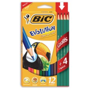 LAPIZ COLOR LARGO BIC EVOLUTION X12U.+ 4 GRAFITOS (902545)