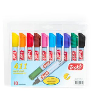 MARCADOR TRABI 411 PERMANETE SURT. X10U. BLISTER (TR5234)