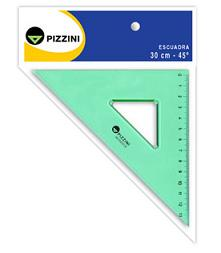 ESCUADRA PIZZINI ESTUDIO VERDE TRANSPARENTE 20CM X 45° (373220X45)