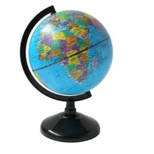GLOBO TERRAQUEO 14CM / BASE DE PLASTICO CELESTE MULTIGIRO (147WD)