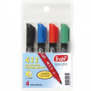MARCADOR TRABI 411 PERMANETE SURT. X4U.  BLISTER (TR5235)