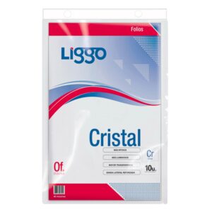 FOLIO LIGGO OFICIO CRISTAL PLANO P/COLGAR 40MIC X 10U (370-1110)