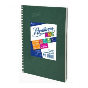 CUADERNO RIVADAVIA 21X27 ABC FORRADO X60H V/COLORES RAYADO (359401)