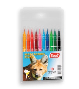 MARCADOR TRABI PUNTA PINCEL X 10U. BLISTER V/COLORES