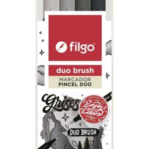 MARCADOR FILGO DUO BRUSH DOBLE PUNTA X 4 GRIS (DBSH-E4-GRIS)
