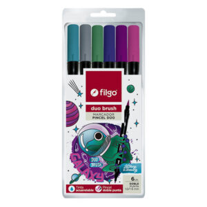 MARCADOR FILGO DUO BRUSH DOBLE PUNTA X 6 (DBSH-E6-GXY)