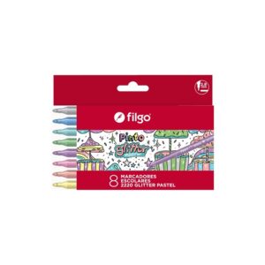 MARCADOR FILGO PINTO ESTUCHE X8U. GLITTER PASTEL  (CM2220-E8-GLIPA)
