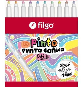 MARCADOR FILGO PINTO PUNTA CONICA ESTUCHE X10U. PASTEL (CM2221-E10-PAS)