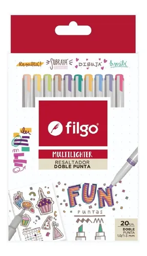 RESALTADOR FILGO MULTILIGHTER DOBLE PUNTA FUN X20U (MTLF-E20-FUN)