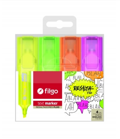 RESALTADOR FILGO TEXT MARKER BLISTER X 4U (TXM-E4-FLU) – ABF LIBRERIA ...